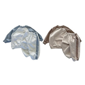 Haute qualité 2 pièces grande taille solide à capuche enfants survêtement ensemble personnalisé garçons survêtement 100% coton à vendre - Product Image 3