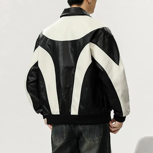 Wholesale Custom Leather Winter <b>Jacket</b> for Men Stand Collar High Quality Breathable Windproof Outdoor Warm Vintage Design - Product Image 5