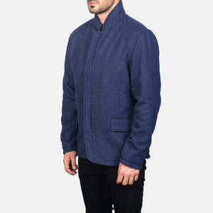 Chaqueta de Lana para Hombre Thomas, Azul, Estilo Casual de Invierno, Cuello Alto, Cierre de Cremallera Impermeable, Bordado Técnico, Tallas XS-XL - Product Image 2