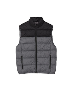 <b>Men's</b> Winter Sleeveless Puffer <b>Jacket</b> with Stand Collar <b>Smart</b> Casual Style Front Logo Solid Pattern Zipper Closure Dyed - Product Image 1