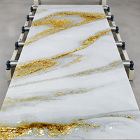 Panneau mural décoratif brillant en PVC, feuille de marbre 1220*2440*3mm pour décoration intérieure, panneau UV facile à installer, doré, personnalisé
