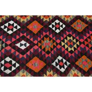 Turkish 2.2x10.3 ft Eco-Friendly Vintage <b>Runner</b> Rug <b>Red</b> Orange Patchwork Wool with Latex Backing - Product Image 5