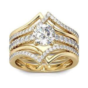Ensemble de 3 bagues Jeulia en argent sterling doré, entrelacées et à coupe ronde - Product Image 1