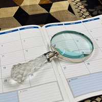 Loupe en cristal de 4 pouces avec finition nickel et poignée en cristal design