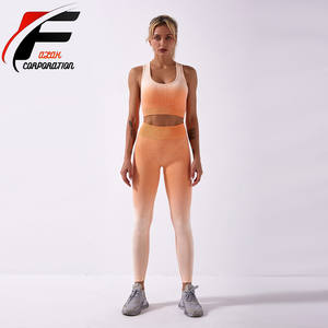 Haute qualité usine approvisionnement Nylon coton filles sport costume élastique votre propre conception Fitness vêtements sans couture Yoga ensemble personnalisé - Product Image 6