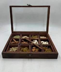 Caja de madera Masala para cocina Cuchara de especias Sheesham Wood 12 Contenedores grandes Hecho a mano Sheesham Wood Masala Dani Container - Product Image 6