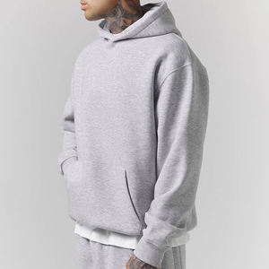เสื้อฮู้ดแขนยาวเปิดไหล่ตกไซส์ใหญ่สำหรับผู้ชายเสื้อวอร์มสไตล์เฟรนช์เทอร์รี่ออกแบบได้ตามต้องการ - Product Image 2