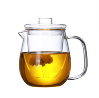 Théière en verre borosilicaté avec filtre Théière en verre chauffante ménagère transparente avec couvercle à poignée