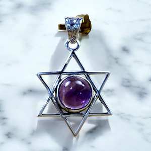 Colgantes de Plata 925 con Diseño de Estrella Celestial y Gema de Amatista, Joyería al Por Mayor - Product Image 1