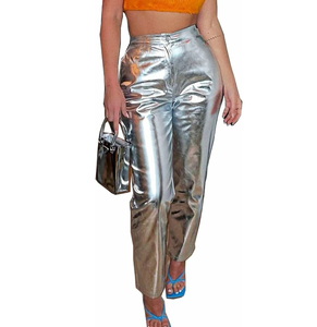 High Quality Ladies Original PU Leather Pants Stylish Breathable Women's Pants Button Decoration Mid Waist for Winter Fashion - Product Image 2