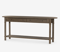 Grande table console en bois avec un look rustique pour le salon, plateau épais avec finition naturelle, meubles durables