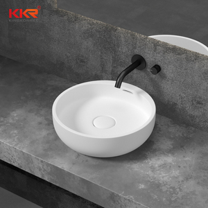 Unité de bassin de comptoir de salle de bains d'hôtel petit évier de navire de salle de bains bassin de surface solide blanc - Product Image 6