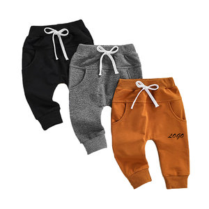 Wholesale Spandex/Cotton Baby Boys Straight Jogger Pants Printed Plain Black Kids <b>Children</b> Sweatpants - Product Image 2