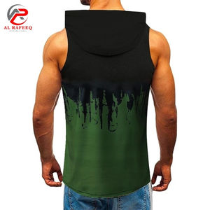 <b>Mens</b> Slim Fit <b>Sleeveless</b> <b>Hoodie</b> for Gym Training Bodybuilding Running Workouts Cotton Polyester Pullover Patchwork Pattern - Product Image 2