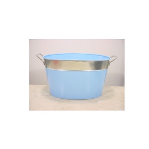 Bañera para bebidas de acero inoxidable pintada en azul cielo con asa para almacenamiento de hielo, para beber, hogar, jardín, bañera decorativa para bebidas - Product Image 1
