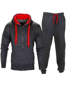Chándal de invierno con cremallera completa GSM 300 para hombre, Sudadera con capucha y pantalones de chándal con logotipo personalizado con estampado, pantalones para correr de lana de peso pesado - Product Image 3