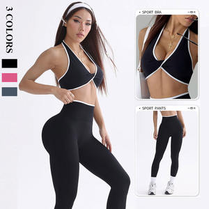 Conjunto de Yoga para mujer, ligero, transpirable, cómodo, a prueba de golpes, Sujetador deportivo, mallas de cintura alta para levantar glúteos, nueva tendencia sólida - Product Image 5