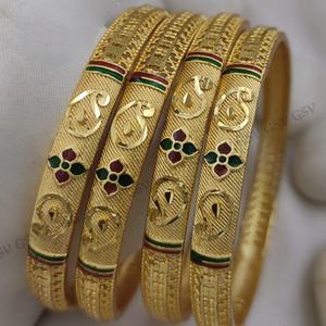Conjunto de brazaletes de cuatro pares chapados en oro tradicional de diseñador para mujer, conjunto de ropa festiva y nupcial polaca de un gramo para ropa de boda - Product Image 1