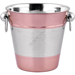 <b>Hammered</b> Design 4-Piece Stainless Steel Bar Set Includes Ice Buckets and Beverage Tubs - Product Image 1