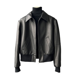 Chaqueta de Invierno para Mujer al por Mayor, Chaqueta de Cuero de Diseño Vintage para Mujer, Chaqueta Bomber de Cuero Negro - Product Image 1