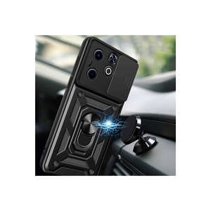 Coque en silicone noir premium antichoc, anti-traces de doigts, avec support magnétique et protection coulissante pour l'appareil photo pour Infinix Hot 40i - Product Image 5