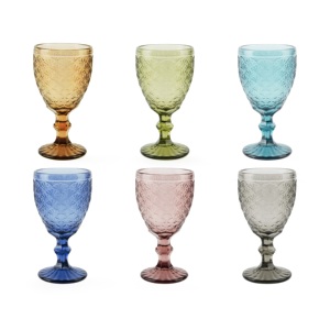 Set di 6 Calici Multicolore |   Ginkgo di Excelsa |   Capacità 35 cl |   Fatto a mano |   Vetro Colorato Adesivo |   Design Vintage - Product Image 1