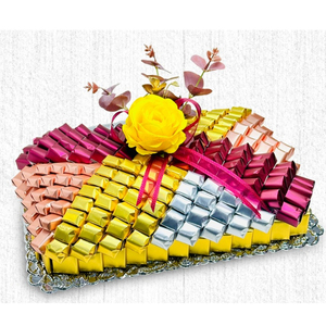 Bandeja de chocolate decorativa de diseño elegante Bandeja de servicio de metal dorado de alta calidad Perfecta para celebraciones de Eid Ocasiones especiales - Product Image 5