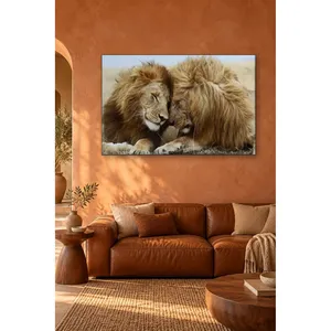 Impression sur toile Fida : Deux Lions se reposant la tête sur la tête de l'autre - Product Image 3