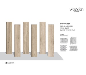 Tuile en bois longue planche 200x1200mm pour projets de revêtement de sol avec des tons naturels et une finition résistante aux rayures - Product Image 1