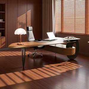 Portable Solid <b>Wood</b> Computer <b>Desk</b> Warm Brown Natural Grain Durable Construction 1-Year Warranty - Product Image 2