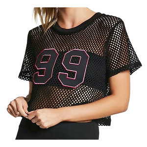 T-shirt oversize en maille extensible pour femme, logo personnalisé de haute qualité, style streetwear, hip-hop - Product Image 5