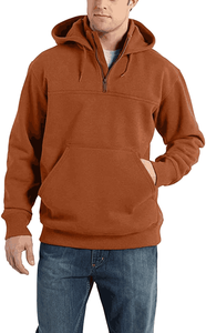 OEM Custom Wholesale 100% Cotton Fleece Baggy 1/4 Zipper Printed Cotton Pullover Three Quarter Half Zip Hoodie for Men - Product Image 2