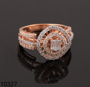 Élégante bague en diamant grande fleur, bague en or rose 14 carats, bague fleur de cocktail, bague de mariage, bague en diamant cluster - Product Image 1