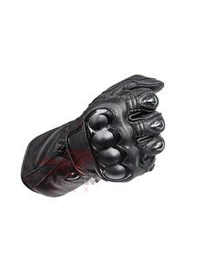 ถุงมือแข่งรถหนังวัวพร้อมซับในนุ่มสีดำล้วน - Product Image 4