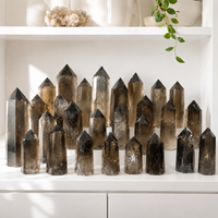 Torre de Cristal de Cuarzo Ahumado Natural Pulido, Piedra Curativa para Decoración del Hogar, Meditación, Reiki y Recolección de Energía