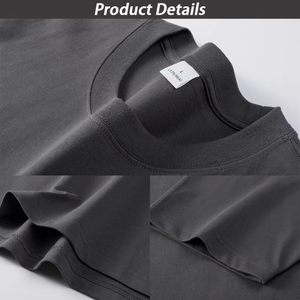 Camiseta Unisex Personalizada de Algodón Grueso de Corte Regular, Camiseta de Cuello Redondo para Hombre, Estampada <span class=keywords><strong>y</strong></span> Bordada, Talla Grande - Product Image 3