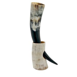 Cuerno vikingo para beber, Juego de 3 con soporte, cuerno de buey Natural de 10 Oz, regalo de cerveza único fresco para hombres y mujeres, decoración del hogar - Product Image 3