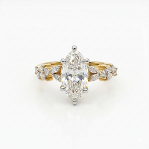 Anillo de Compromiso de Oro de 18K con Diamante Moissanite, Corte Marquesa - Product Image 1