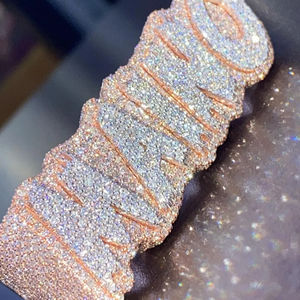 Vente en gros de bagues en argent sterling 925 personnalisées Leb Grown & Diamond Ring Dazzling VVS Clarity Round & Baguette Cut Meilleur rappeur de bijoux - Product Image 2