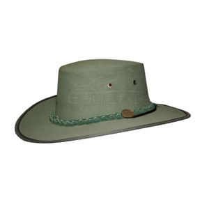 Olive Green Canvas Safari <b>Hat</b> Unisex Adult Waterproof Travel <b>Hat</b> with Braided <b>Band</b> Private Label Customized Safari <b>Hats</b> - Product Image 1