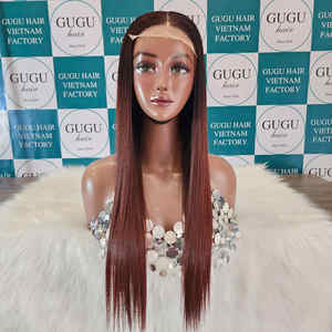 Peluca marrón para cabello virgen con encaje frontal sin pegamento 100% humano vietnamita prearrancado hueso recto de alta calidad precio al por mayor - Product Image 1