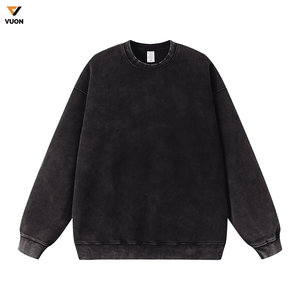 Sudadera extragrande de algodón pesado para hombre 2024, diseño de cuello redondo con estampado de lavado ácido y cuello grueso, hombro caído para invierno - Product Image 4