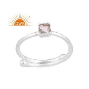 แหวนพลอยอความารีนจากธรรมชาติสำหรับผู้หญิงแหวนวางซ้อนกันได้ทำจากเงินสเตอร์ลิงเหมาะสำหรับเป็นของขวัญ - Product Image 1