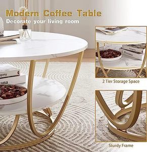Round Modern White <b>Top</b> Metal Steel <b>Marble</b> <b>Side</b> <b>Table</b> With Golden Base Furniture Living Room Decorative <b>Table</b> - Product Image 3