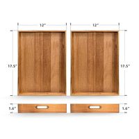 Plateau de service en bois avec poignées Lot de 2 plateaux de service décoratifs Plateau pour petit déjeuner au lit, déjeuner, table basse pour le dîner