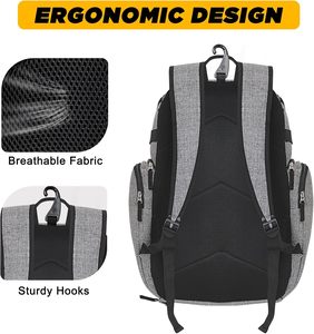 Wholesale OEM ODM Large Basketball <b>Backpack</b> with Ball & Shoe Compartments Zipper Closure Polyester Unisex Multi-Sport Design - Product Image 3