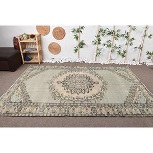 Tapis vintage 6,2x8,9 pieds, grand tapis turc, tapis persan en laine beige brun - Product Image 2