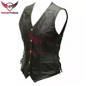 Chaleco de cuero genuino sin mangas personalizable de calidad superior para mujer, diseño informal de moda para lona de invierno - Product Image 4