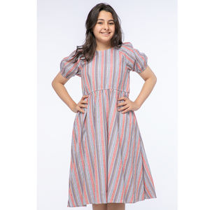 Novedad de verano, ropa para niños, vestido cómodo para niñas, OEM, ODM, mangas cortas, vestido tejido texturizado para niñas, fabricación mayorista - Product Image 5