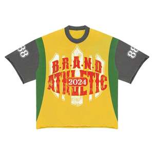 Haute qualité soleil effet délavé conception personnalisée manches courtes confortable en détresse broderie col rond t-shirts pour hommes - Product Image 4